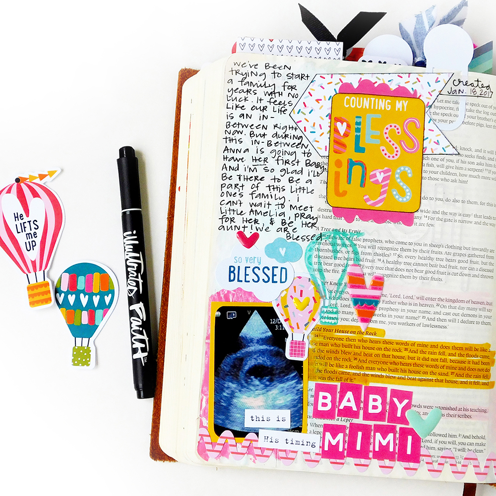 Bible journaling by Elaine Davis using hybrid digital printables | Elaine's Bible Hall of Fame Round-Up