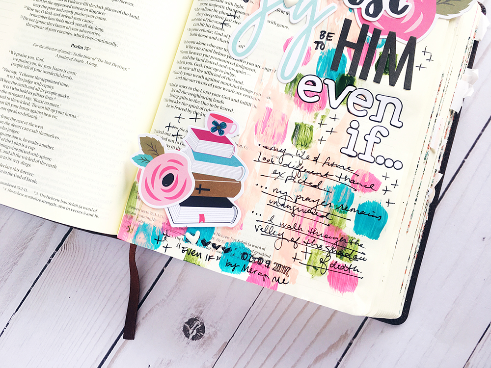 mixed media Bible journaling entry by Bailey Robert | Words of Worship: Even If