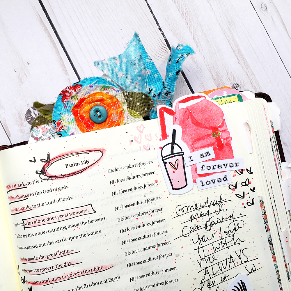 Bible journaling entry by Bailey Robert | Words of Worship: Your Love Never Fails