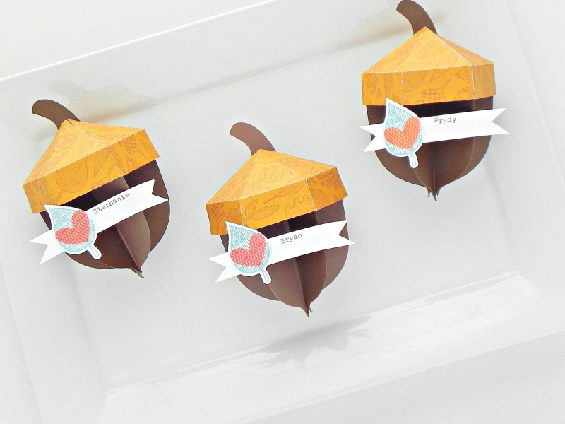 Gratitude Documented Inspiration from the Bella Blvd Creative Team - 3-D papercrafting acorns
