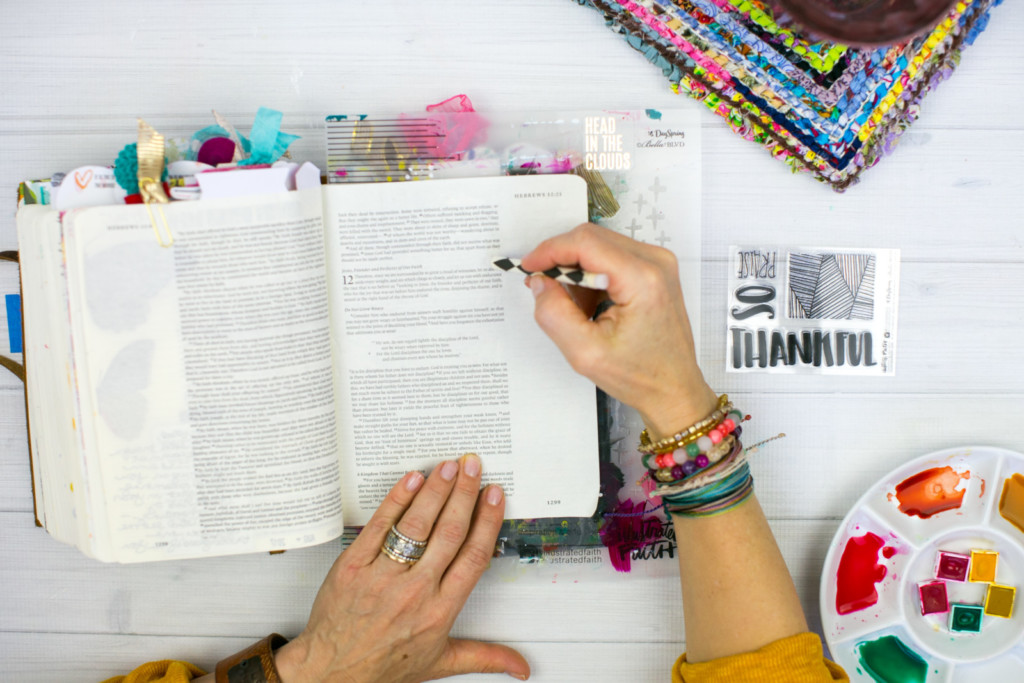 Gratitude Documented Day 8 | Jesus [Hebrews 12:2] | Watercolor Bible Journaling Tutorial - Resist Method with Wax Sticks by Amy Bruce