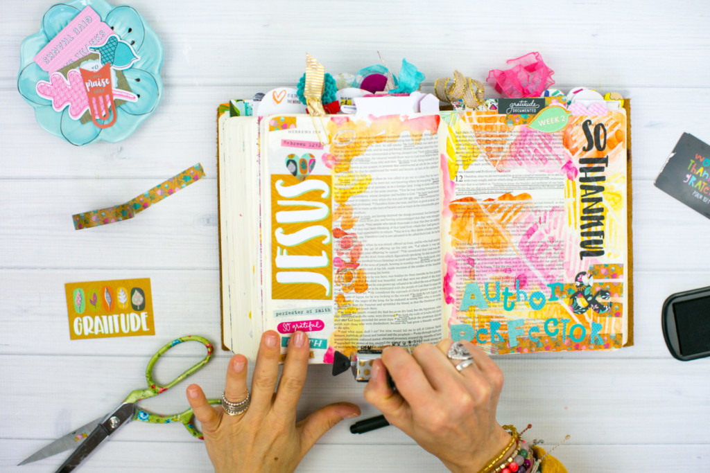 Gratitude Documented Day 8 | Jesus [Hebrews 12:2] | Watercolor Bible Journaling Tutorial - Resist Method with Wax Sticks by Amy Bruce