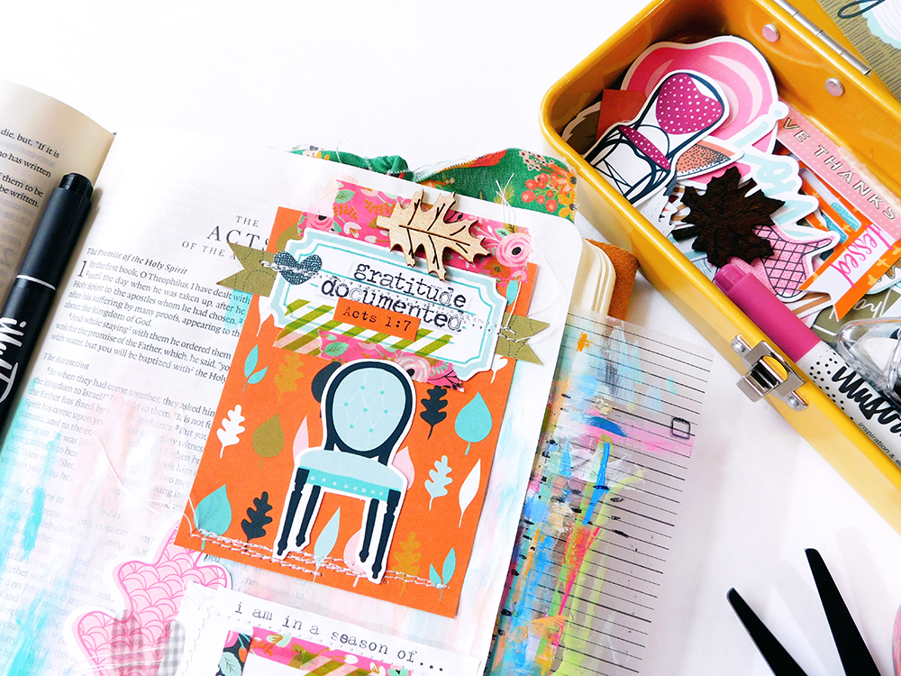 hybrid Bible journaling by Elaine Davis using digital printables | Gratitude Documented Day 21 | Seasons [Acts1:7]