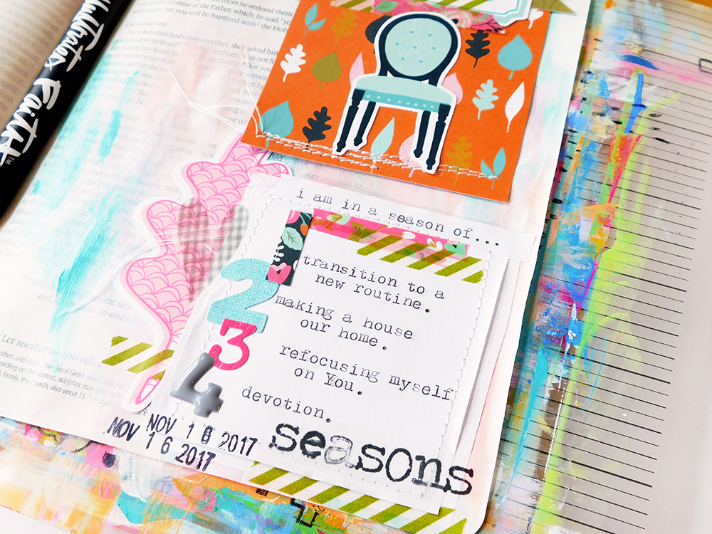 hybrid Bible journaling by Elaine Davis using digital printables | Gratitude Documented Day 21 | Seasons [Acts1:7]