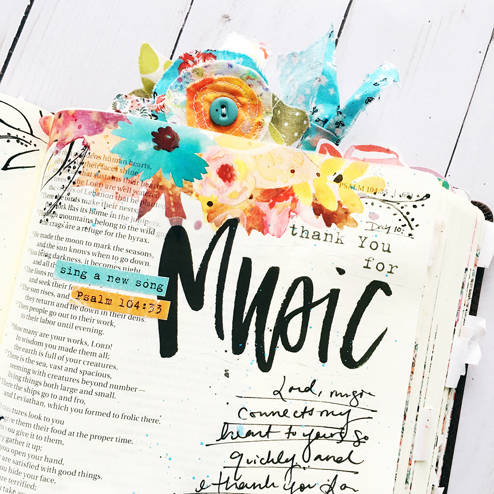 Bible journaling entry by Bailey Robert | Gratitude Documented Day 10 | Music [Psalm 104:33]
