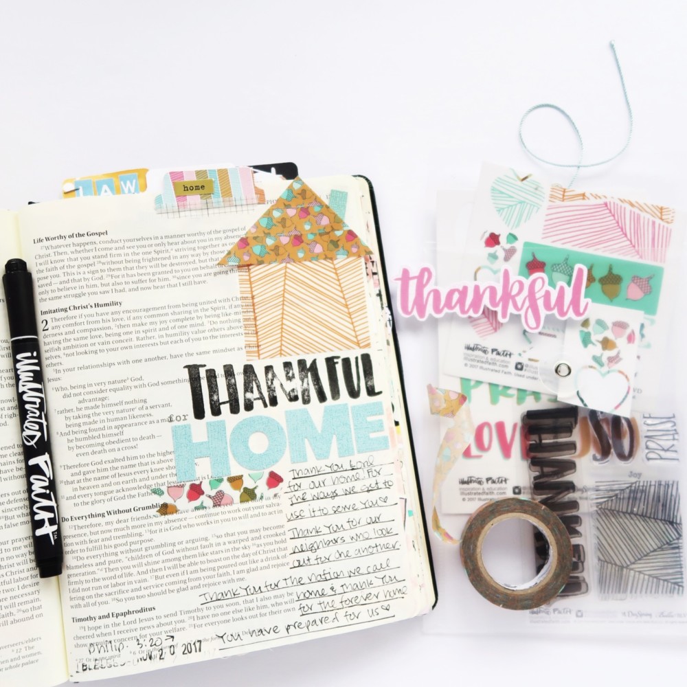 bible journaling process video by Jillian Ungerbuehler | Gratitude Documented Day 20 | Home [Philippians 3:20]