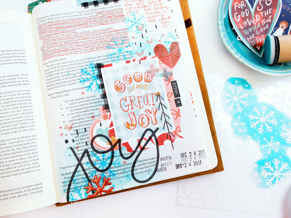 hybrid Bible journaling entry using digital printables by Elaine Davis | Great Joy Through Fear