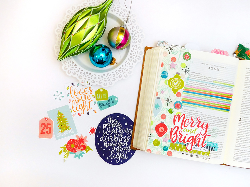 hybrid Bible journlaing using digital printables by Elaine Davis | What Makes the Season Merry & Bright