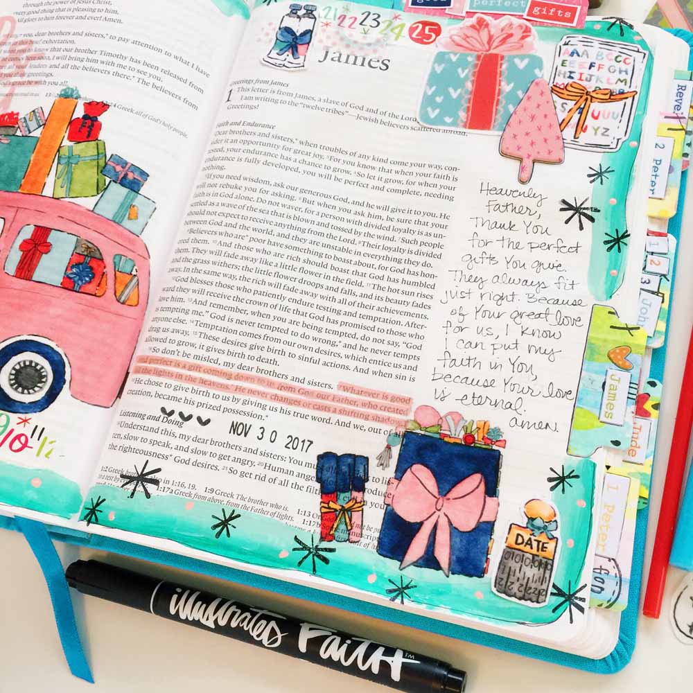 hybrid Bible journaling entry using digital printables by Cristin Howell | Good and Perfect Gifts