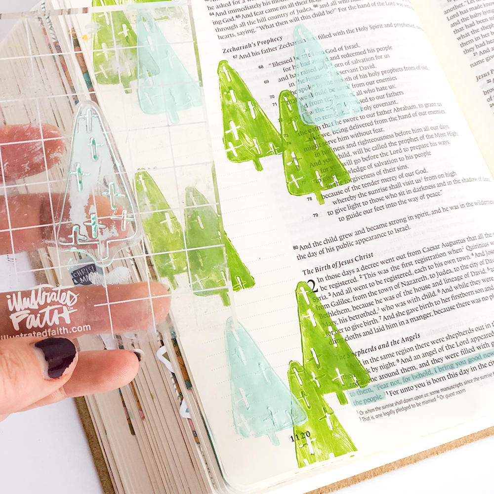 mixed media Bible journaling tutorial by Heather Greenwood | Luke 2:10 Advent Bible journaling | stamping with acrylic paints