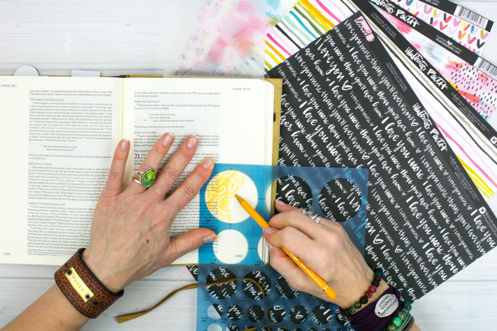 mixed media Bible Journaling Tutorial by Amy Bruce | Adding Texture with Pencil Rubbings - Widows Coin