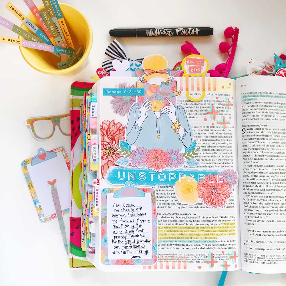 Hybrid Bible Journaling using Print & Pray digital printables by Cristin Howell | Unstoppable