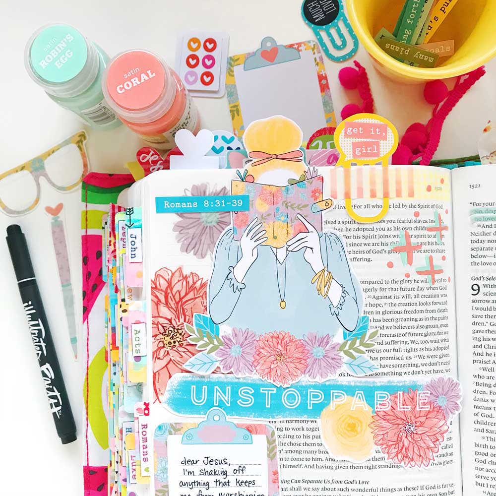 Hybrid Bible Journaling using Print & Pray digital printables by Cristin Howell | Unstoppable