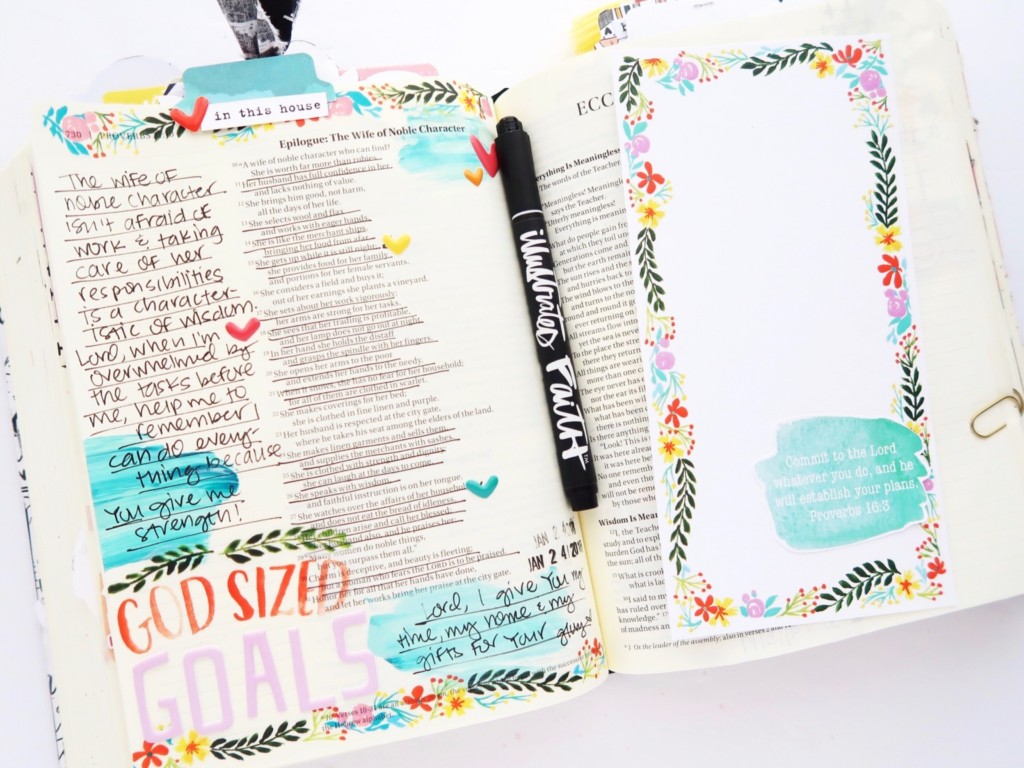 Bible Journaling Process Video by Jillian aka Hello Jillsky | Print and Pray Shop Back to Basics | #if_goals Home Goals