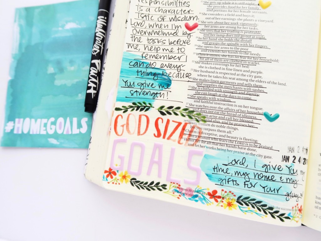 Bible Journaling Process Video by Jillian aka Hello Jillsky | Print and Pray Shop Back to Basics | #if_goals Home Goals