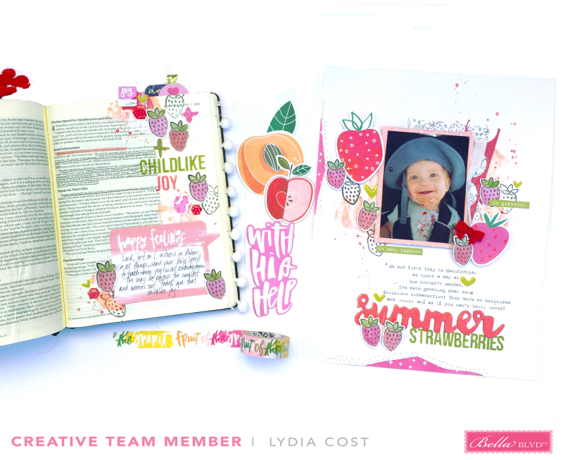 Bible journaling, scrapbooking, and card making inspriation from the Bella Blvd Creative Team using Illustrated Faith's Fruit of the Spirit Collection, Illustrated Faith's All People All Nations Collection, and Illustrated Faith's Basics Clear Stickers - February 2018