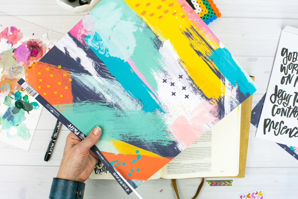 Mixed Media Bible Journaling Tutorial by Amy Bruce using Highligher Tape, All Peoples All Nations, and Brush Lettering Clear Stickers | Not of this World - Washi Tape Masking with Acrylics