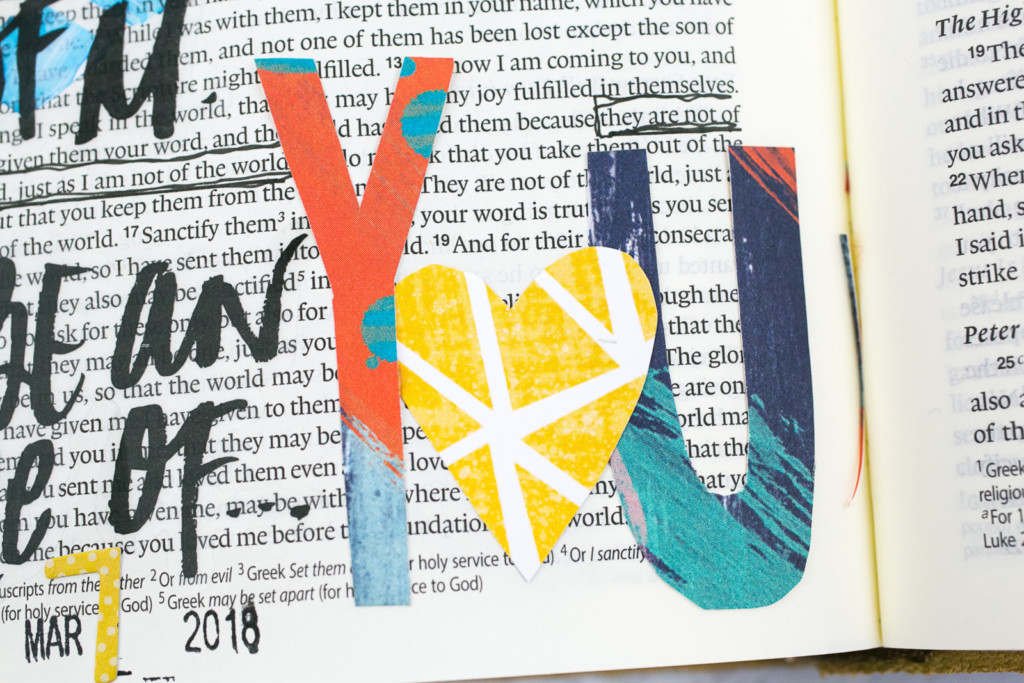Mixed Media Bible Journaling Tutorial by Amy Bruce using Highligher Tape, All Peoples All Nations, and Brush Lettering Clear Stickers | Not of this World - Washi Tape Masking with Acrylics
