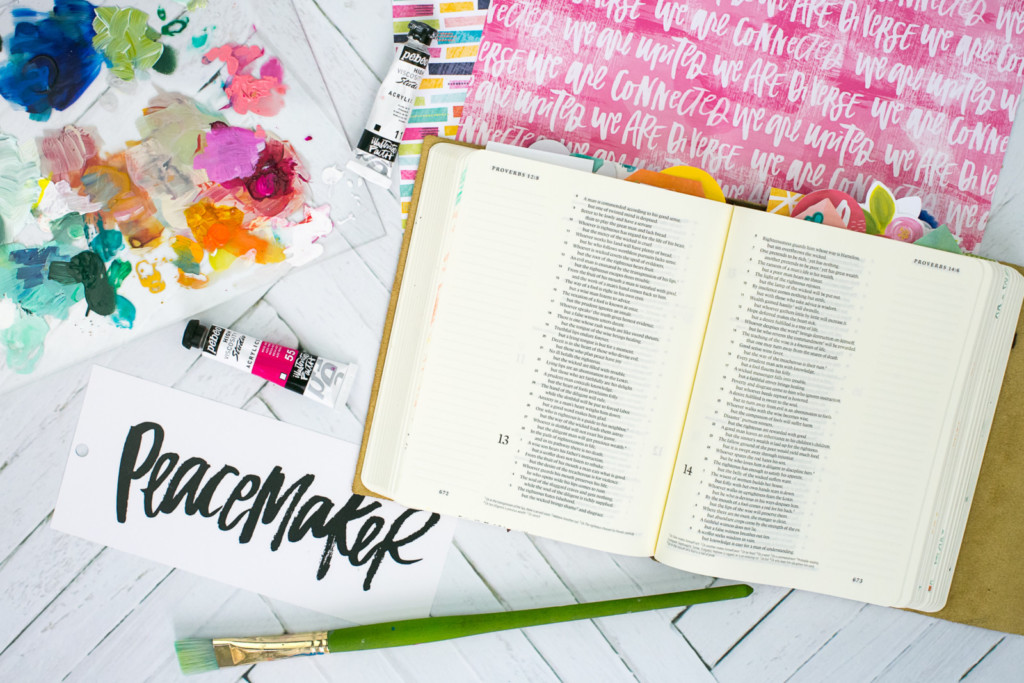Mixed Media Bible Journaling Tutorial by Amy Bruce | Peacemaker - Acrylic Dry Brush and Letters