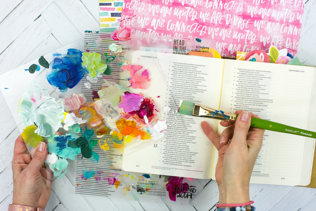 Mixed Media Bible Journaling Tutorial by Amy Bruce | Peacemaker - Acrylic Dry Brush and Letters