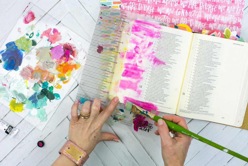 Mixed Media Bible Journaling Tutorial by Amy Bruce | Peacemaker - Acrylic Dry Brush and Letters