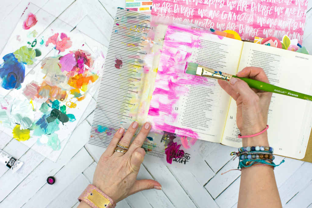 Mixed Media Bible Journaling Tutorial by Amy Bruce | Peacemaker - Acrylic Dry Brush and Letters