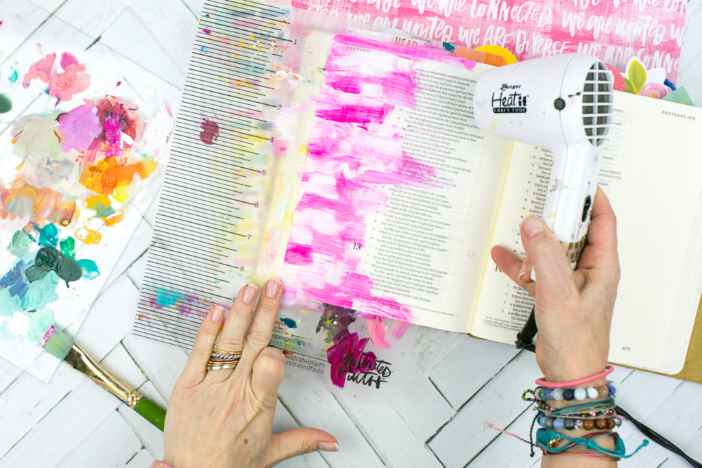 Mixed Media Bible Journaling Tutorial by Amy Bruce | Peacemaker - Acrylic Dry Brush and Letters