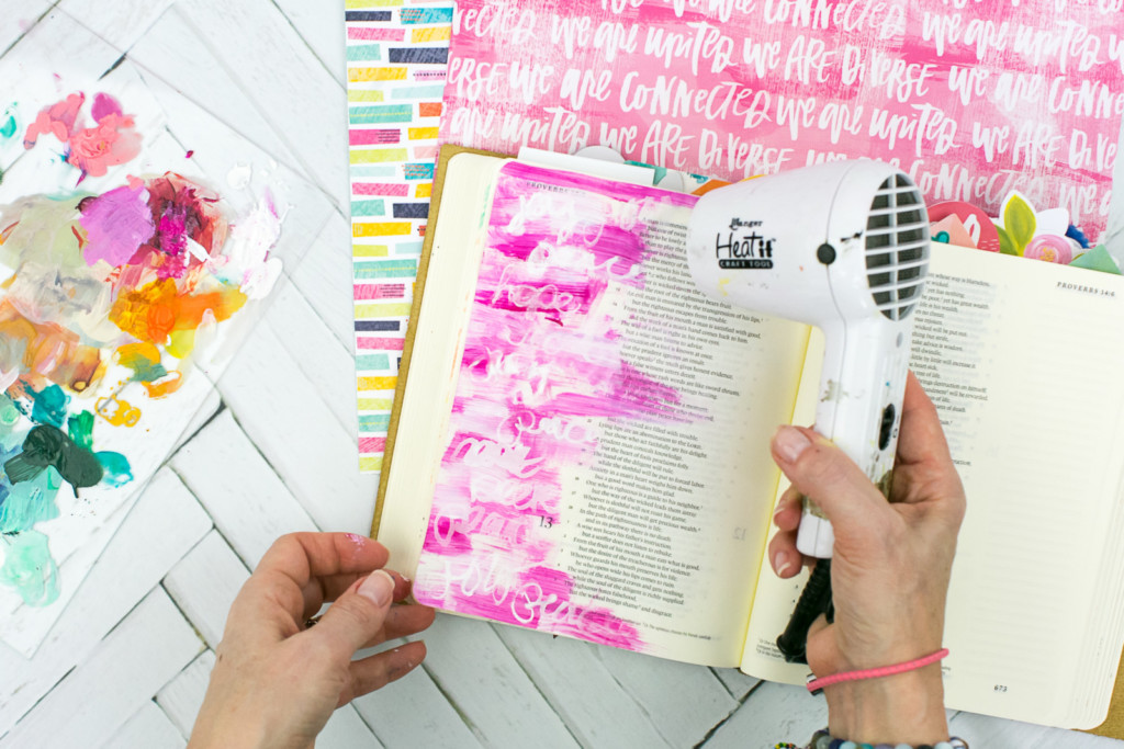 Mixed Media Bible Journaling Tutorial by Amy Bruce | Peacemaker - Acrylic Dry Brush and Letters