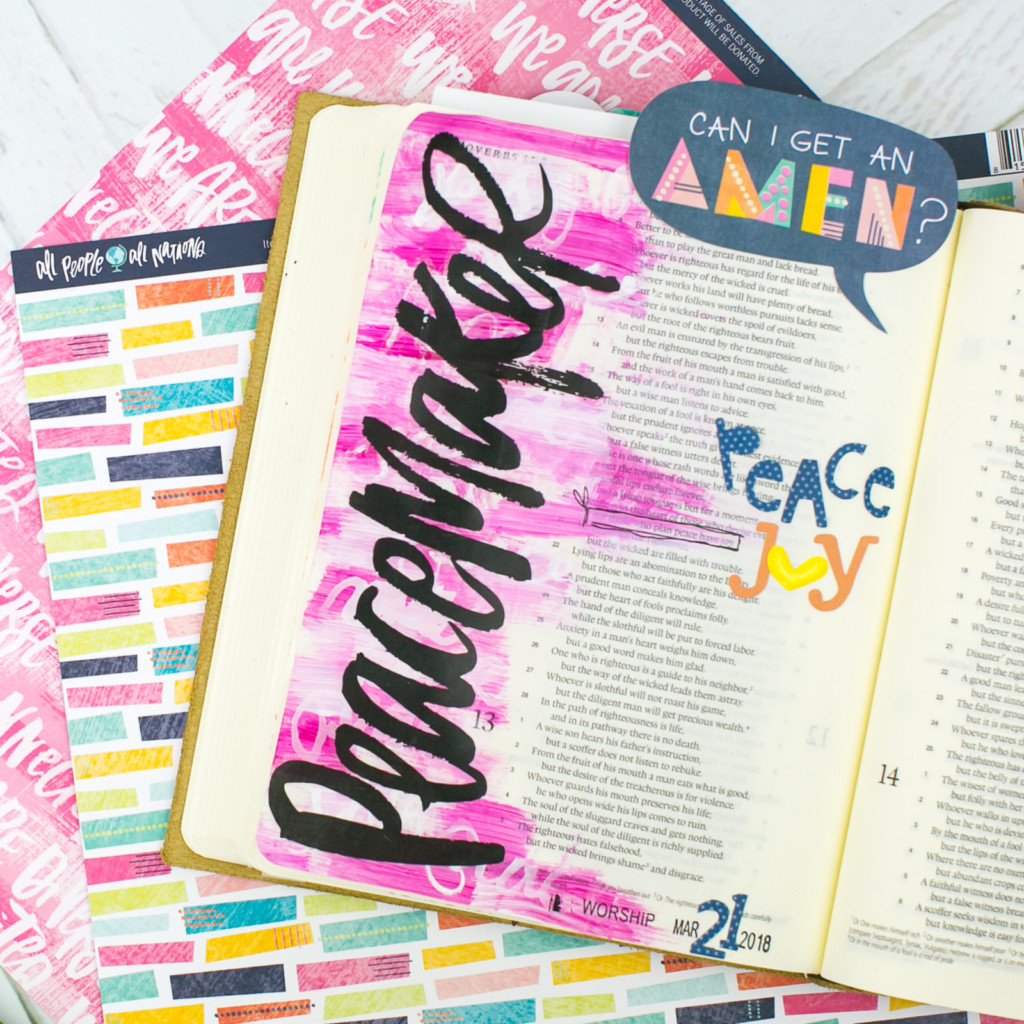 Mixed Media Bible Journaling Tutorial by Amy Bruce | Peacemaker - Acrylic Dry Brush and Letters