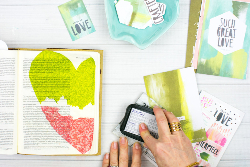 Mixed Media Bible Journaling Tutorial by Amy Bruce | This is Love - Napkins, Stamps, and Matte Medium