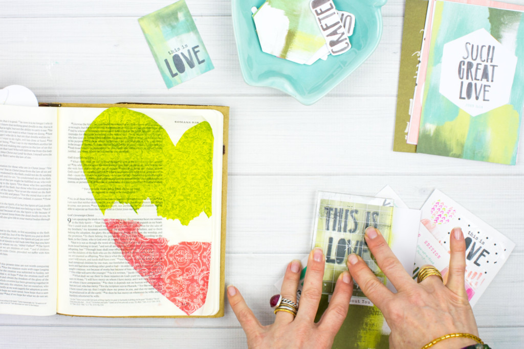 Mixed Media Bible Journaling Tutorial by Amy Bruce | This is Love - Napkins, Stamps, and Matte Medium