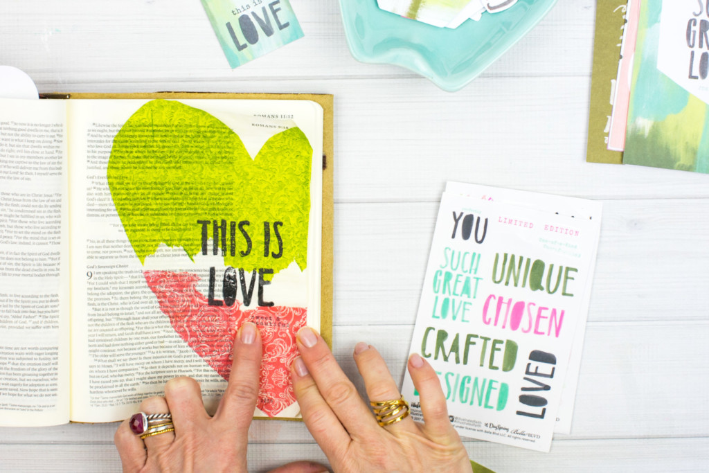 Mixed Media Bible Journaling Tutorial by Amy Bruce | This is Love - Napkins, Stamps, and Matte Medium