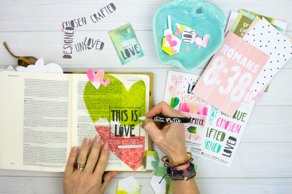 Mixed Media Bible Journaling Tutorial by Amy Bruce | This is Love - Napkins, Stamps, and Matte Medium
