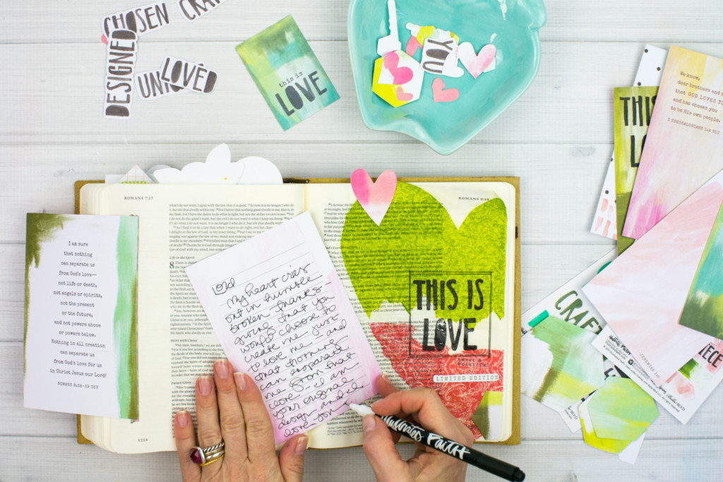 Mixed Media Bible Journaling Tutorial by Amy Bruce | This is Love - Napkins, Stamps, and Matte Medium