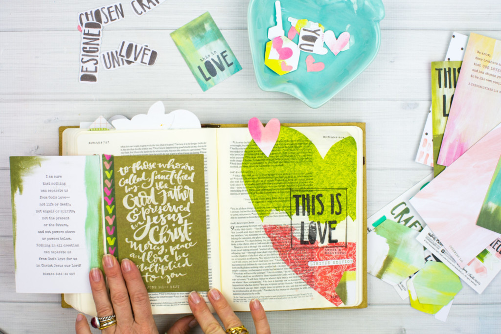 Mixed Media Bible Journaling Tutorial by Amy Bruce | This is Love - Napkins, Stamps, and Matte Medium