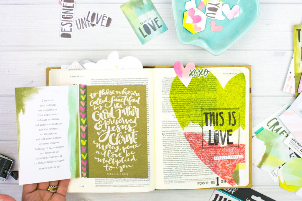 Mixed Media Bible Journaling Tutorial by Amy Bruce | This is Love - Napkins, Stamps, and Matte Medium