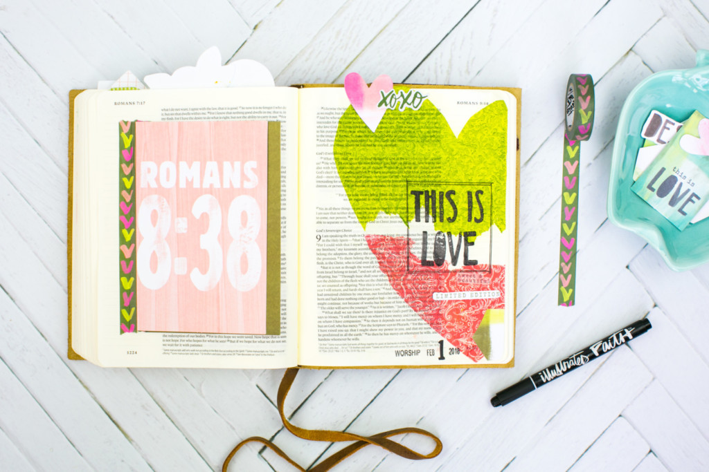 Mixed Media Bible Journaling Tutorial by Amy Bruce | This is Love - Napkins, Stamps, and Matte Medium