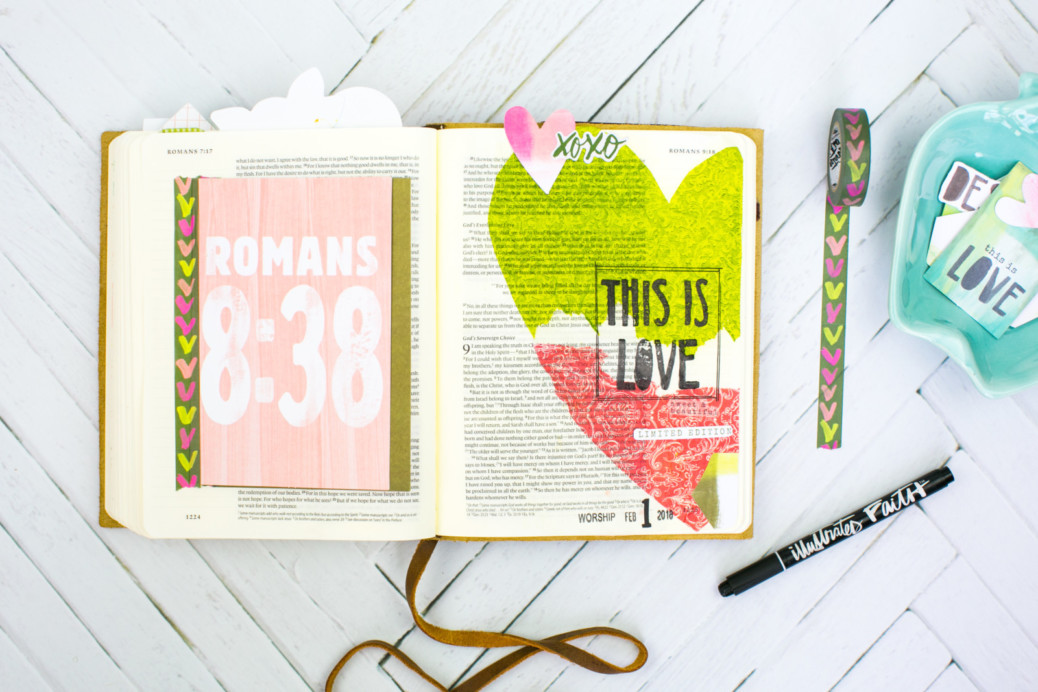 Mixed Media Bible Journaling Tutorial by Amy Bruce | This is Love - Napkins, Stamps, and Matte Medium
