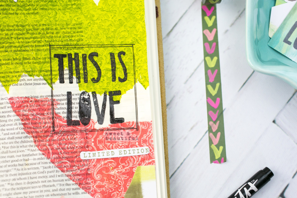 Mixed Media Bible Journaling Tutorial by Amy Bruce | This is Love - Napkins, Stamps, and Matte Medium