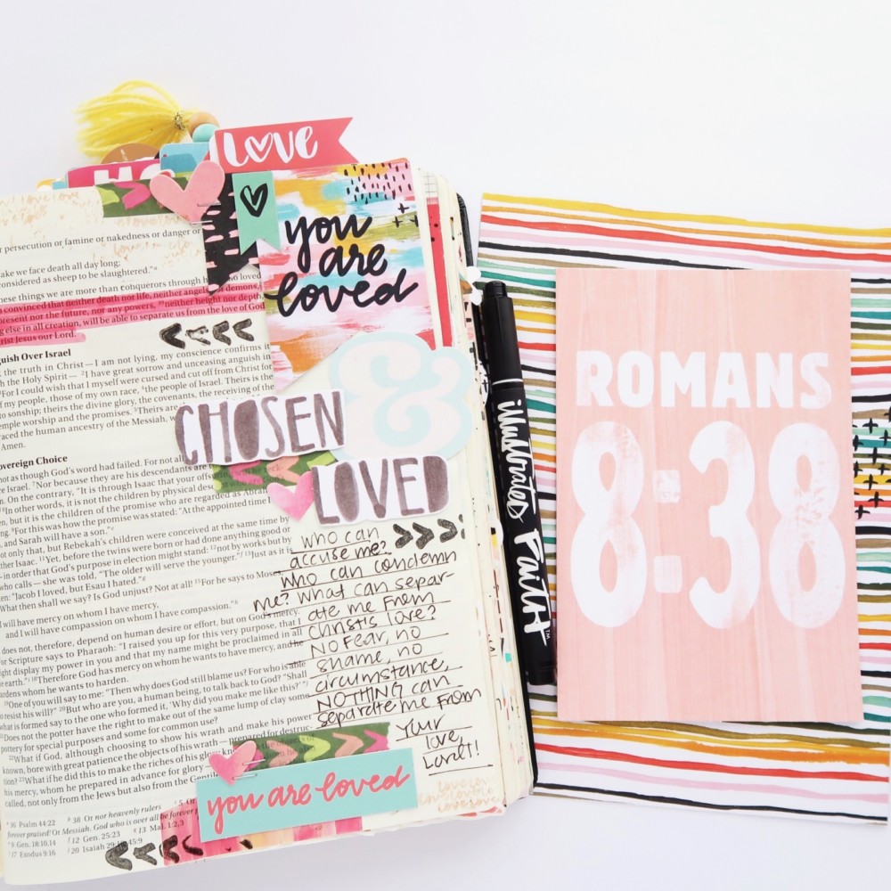 Bible Journaling Process Video by Jillian Ungerbuehler aka Hello Jillsky | This Is Love Romans 8:38