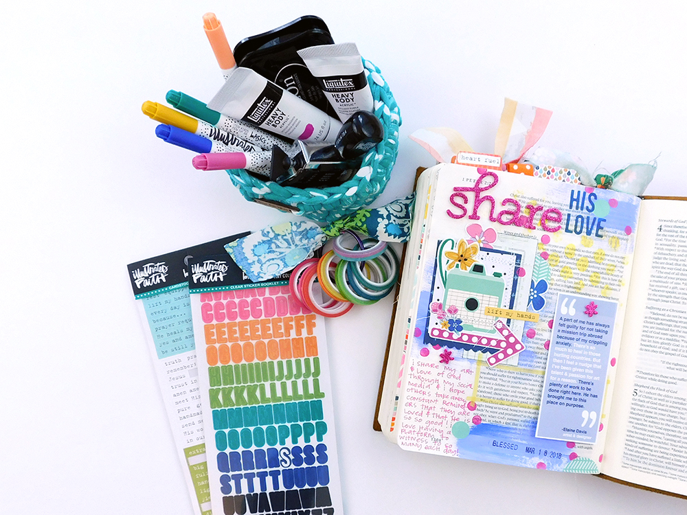 Mixed Media Hybrid Bible Journaling by Elaine Davis using digital printables | Insta-Love