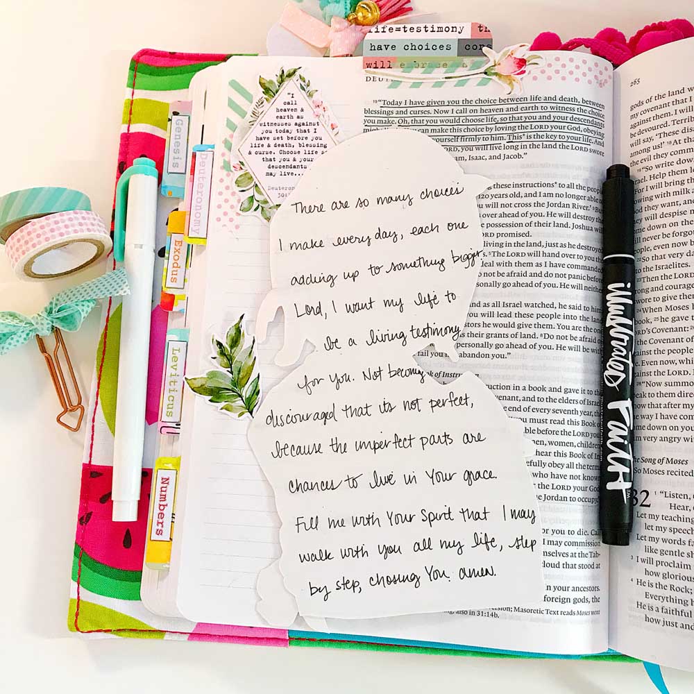Hybrid Print and Pray Bible Journaling by Cristin Howell using digital printables | Choose Life