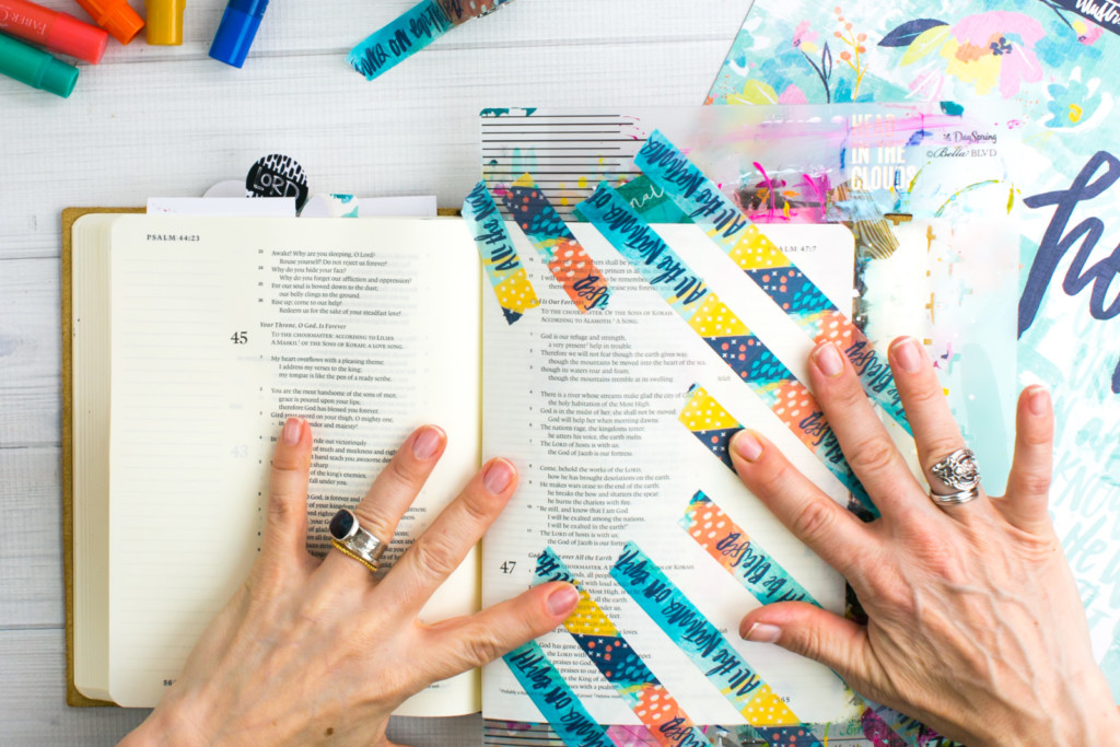 Mixed Media Bible Journaling Tutorial by Amy Bruce | Jesus Take Control | Washi Tape Masking and Gelatos