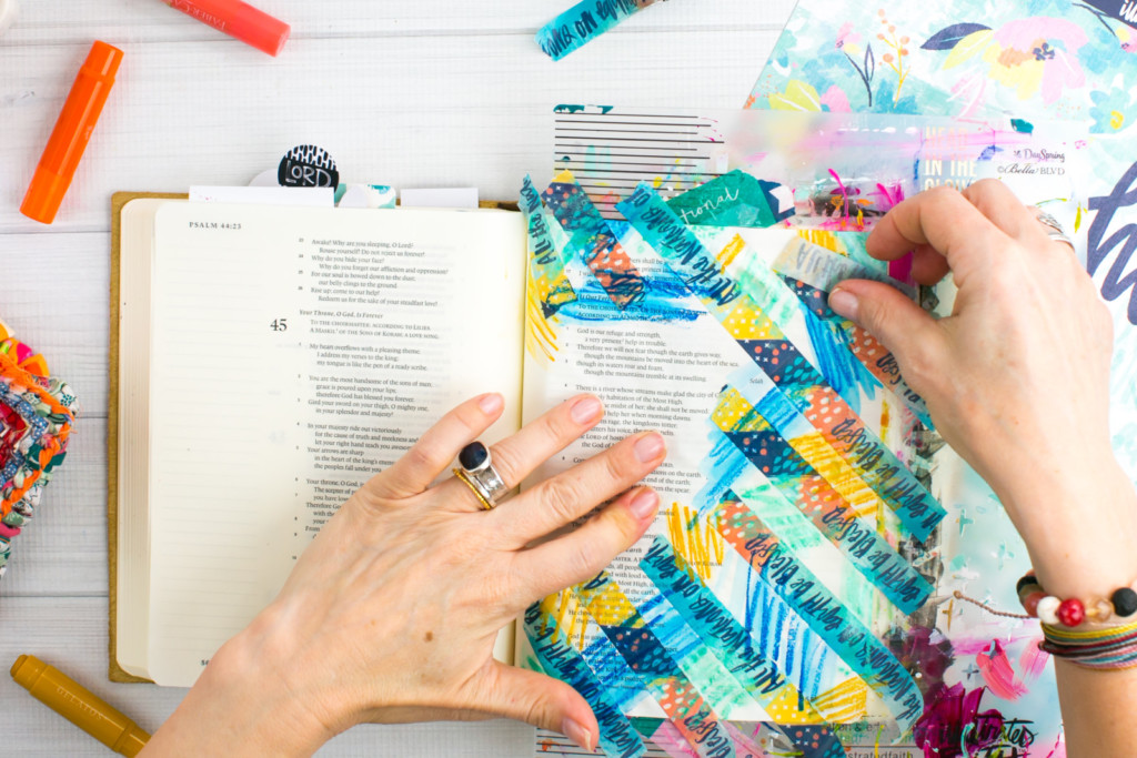 Mixed Media Bible Journaling Tutorial by Amy Bruce | Jesus Take Control | Washi Tape Masking and Gelatos
