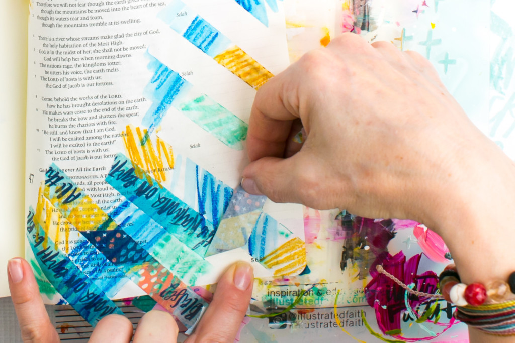 Mixed Media Bible Journaling Tutorial by Amy Bruce | Jesus Take Control | Washi Tape Masking and Gelatos