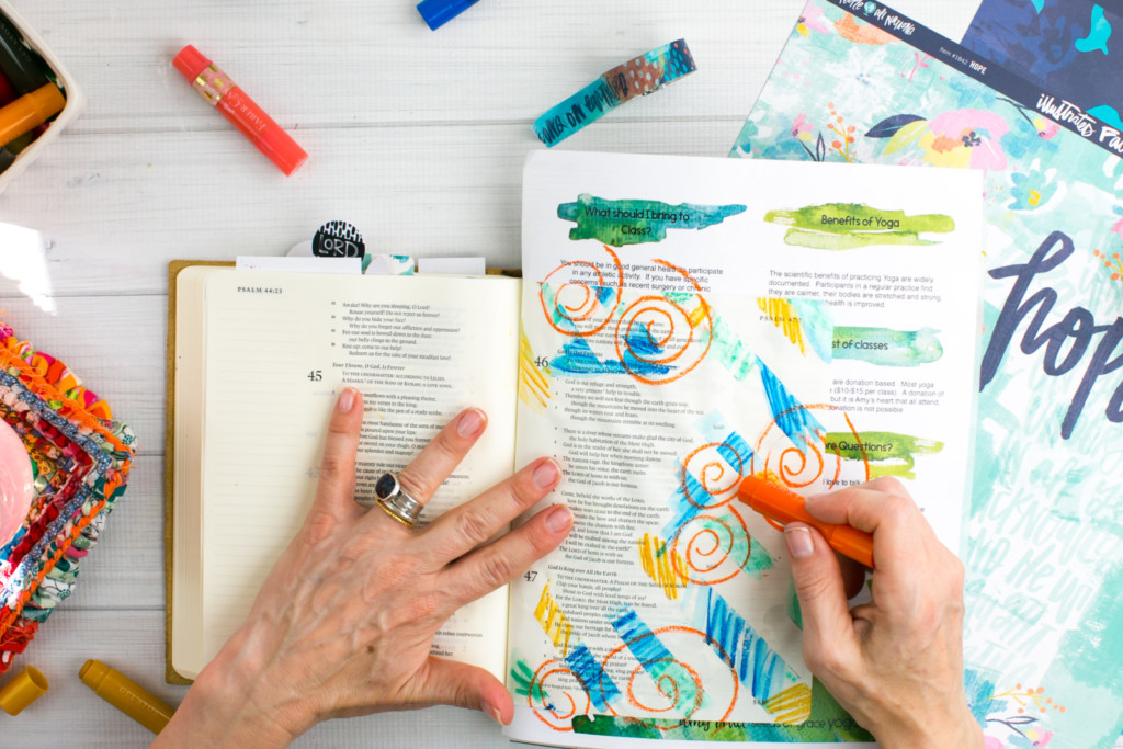 Mixed Media Bible Journaling Tutorial by Amy Bruce | Jesus Take Control | Washi Tape Masking and Gelatos