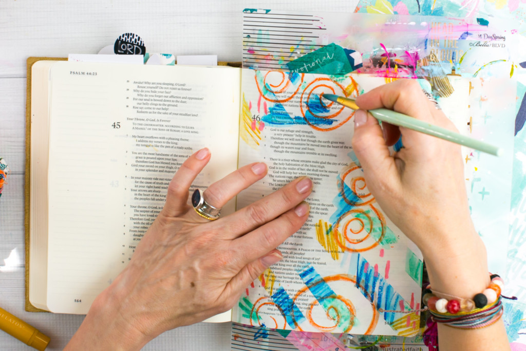 Mixed Media Bible Journaling Tutorial by Amy Bruce | Jesus Take Control | Washi Tape Masking and Gelatos