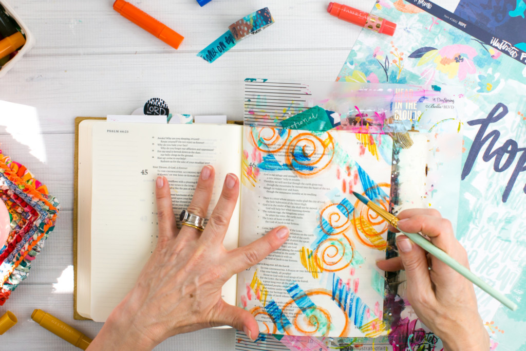 Mixed Media Bible Journaling Tutorial by Amy Bruce | Jesus Take Control | Washi Tape Masking and Gelatos