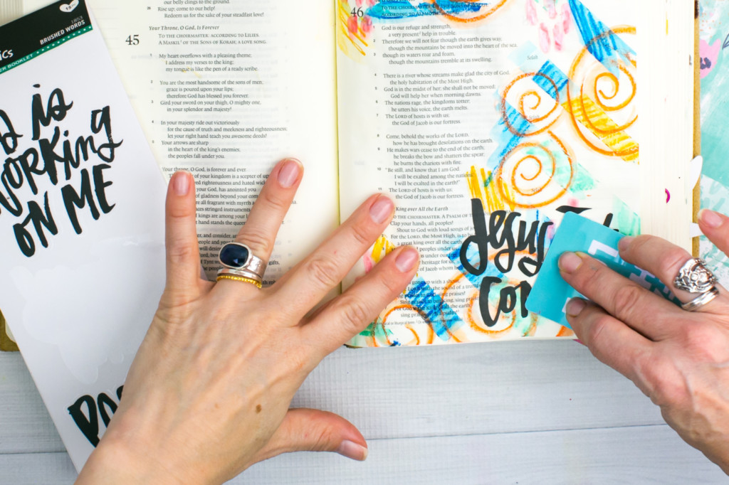 Mixed Media Bible Journaling Tutorial by Amy Bruce | Jesus Take Control | Washi Tape Masking and Gelatos