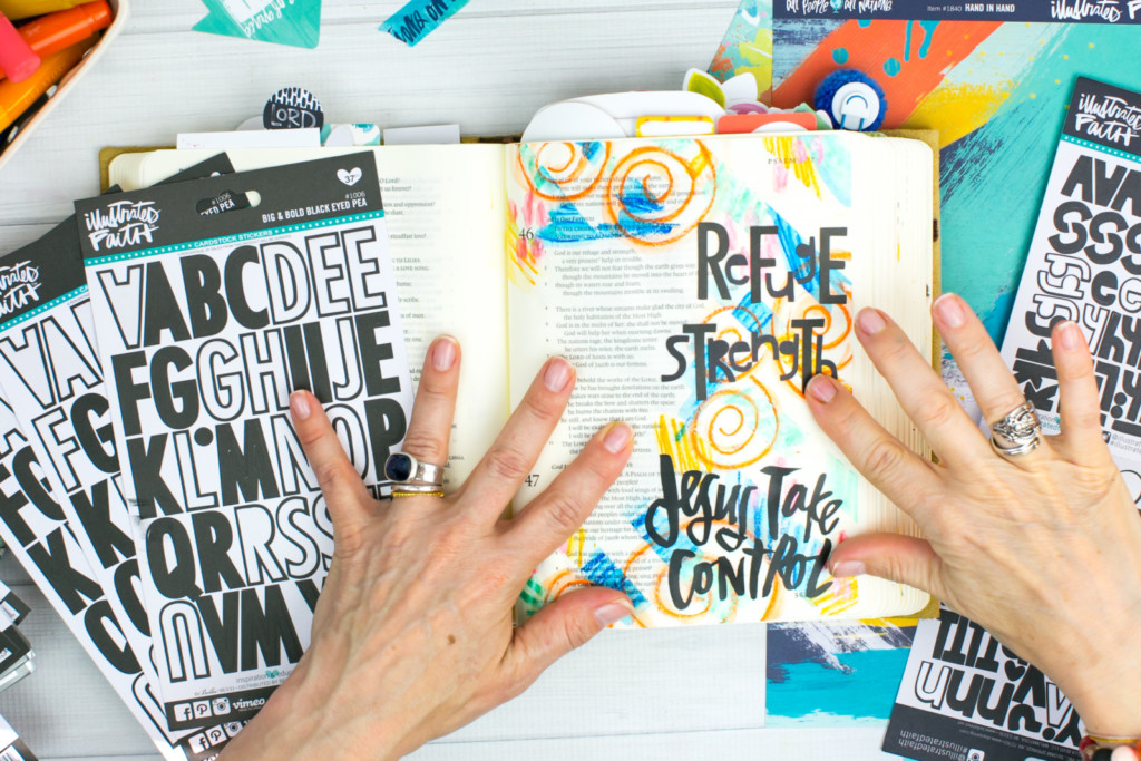 Mixed Media Bible Journaling Tutorial by Amy Bruce | Jesus Take Control | Washi Tape Masking and Gelatos